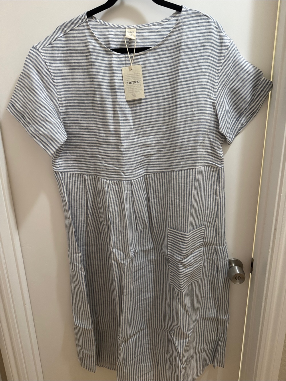 Untico Blue and White Striped Midi Dress